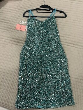 JJs House Teal Sequin Mini Dress